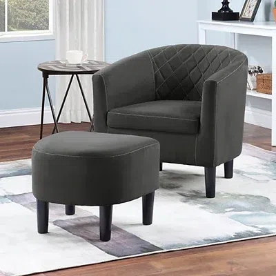 Kirkland's Diamond Tufted Accent Chair & Ottoman Set In Black