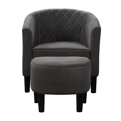 Kirkland's Diamond Tufted Accent Chair & Ottoman Set In Black