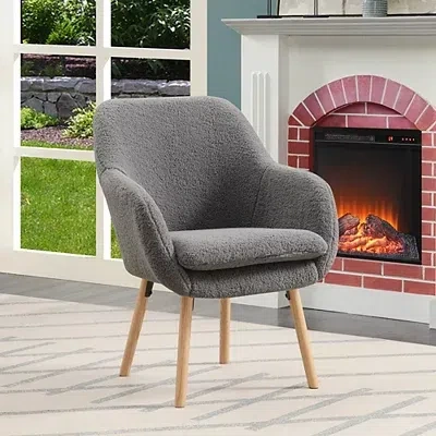 Kirkland's Sherpa Wingback Charlie Accent Chair In Gray