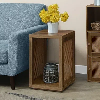 Kirkland's Northfield Brown Woven Rattan Open Accent Table In Brown