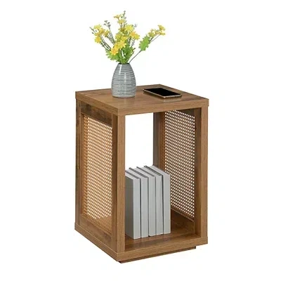 Kirkland's Northfield Brown Woven Rattan Open Accent Table In Brown