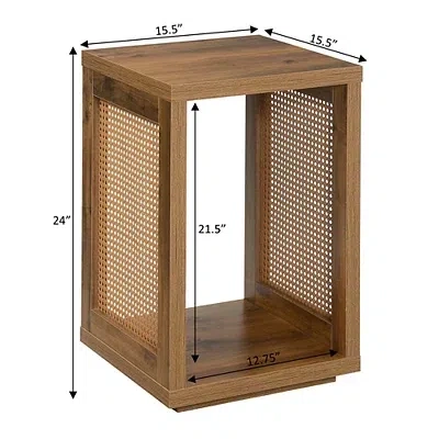 Kirkland's Northfield Brown Woven Rattan Open Accent Table In Brown