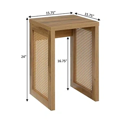 Kirkland's Northfield Brown Rattan Sides Open Accent Table In Brown