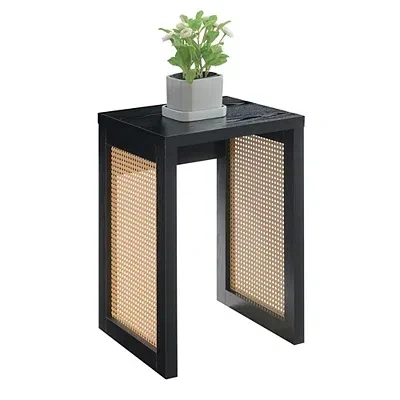 Kirkland's Northfield Black Rattan Sides Open Accent Table In Black