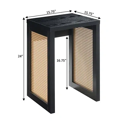 Kirkland's Northfield Black Rattan Sides Open Accent Table In Black