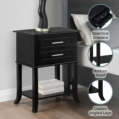 Kirkland's Flared Two-drawer Accent Table In Black