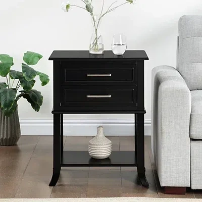 Kirkland's Flared Two-drawer Accent Table In Black