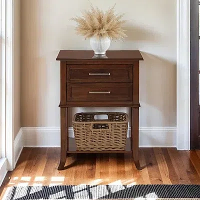 Kirkland's Flared Two-drawer Accent Table In Brown