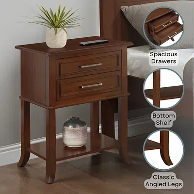 Kirkland's Flared Two-drawer Accent Table In Brown