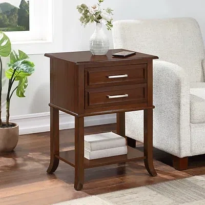 Kirkland's Flared Two-drawer Accent Table In Brown