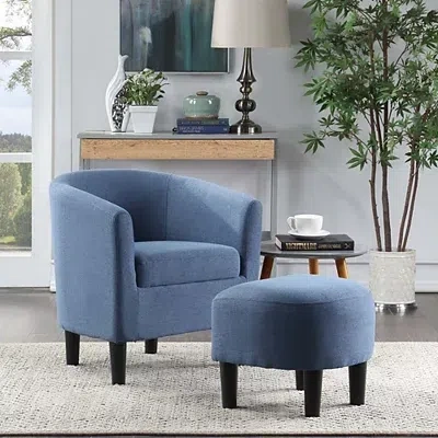 Kirkland's Churchill Accent Chair & Ottoman Set In Blue