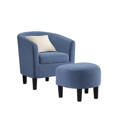 Kirkland's Churchill Accent Chair & Ottoman Set In Blue