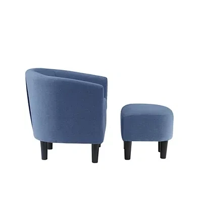 Kirkland's Churchill Accent Chair & Ottoman Set In Blue