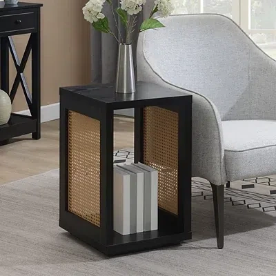 Kirkland's Northfield Black Woven Rattan Open Accent Table In Black
