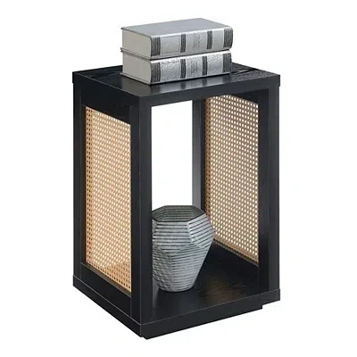 Kirkland's Northfield Black Woven Rattan Open Accent Table In Black