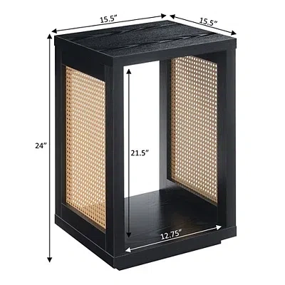 Kirkland's Northfield Black Woven Rattan Open Accent Table In Black