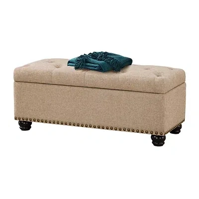 Kirkland's Upholstered Carey Storage Ottoman Bench In Brown