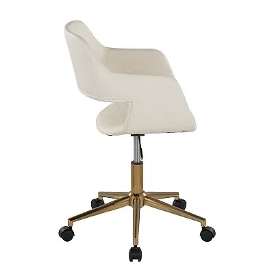 Kirkland's Faux Leather & Gold Marshall Office Chair In White
