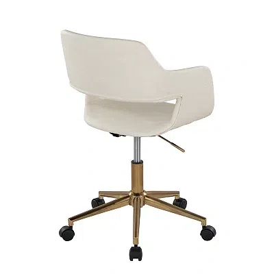 Kirkland's Faux Leather & Gold Marshall Office Chair In White
