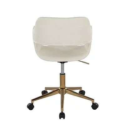 Kirkland's Faux Leather & Gold Marshall Office Chair In White