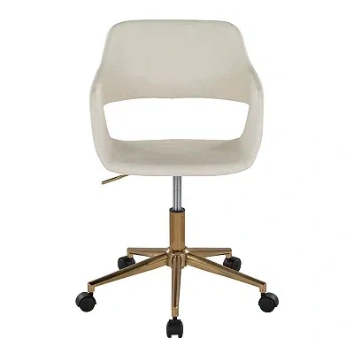 Kirkland's Faux Leather & Gold Marshall Office Chair In White