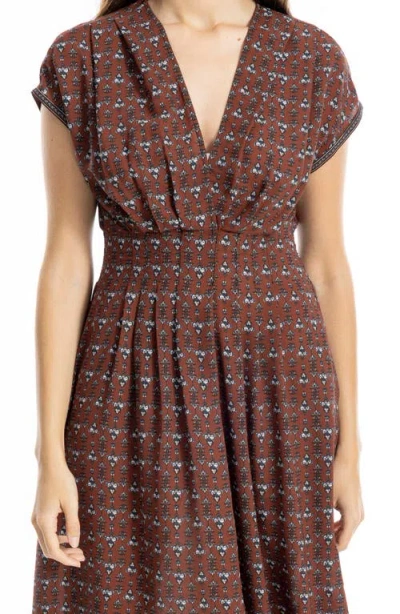 Max Studio Front Pleat Midi Dress In Multi