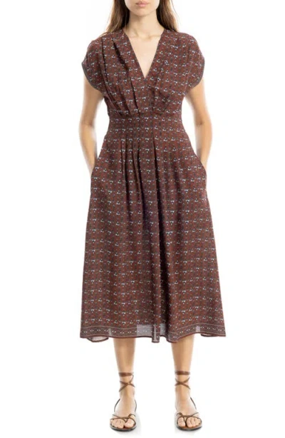 Max Studio Front Pleat Midi Dress In Multi