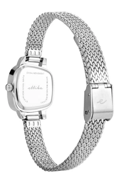 Ettika Wavy Case Mesh Strap Watch In Silver