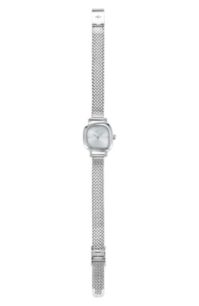 Ettika Wavy Case Mesh Strap Watch In Silver