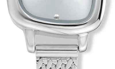Ettika Wavy Case Mesh Strap Watch In Silver