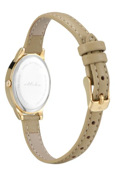 Ettika Oval Leather Strap Watch In Brown