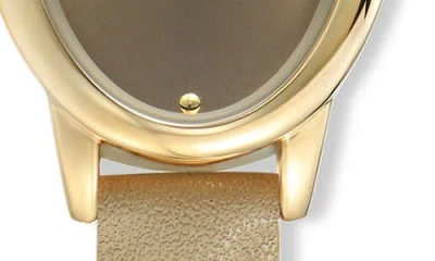 Ettika Oval Leather Strap Watch In Brown