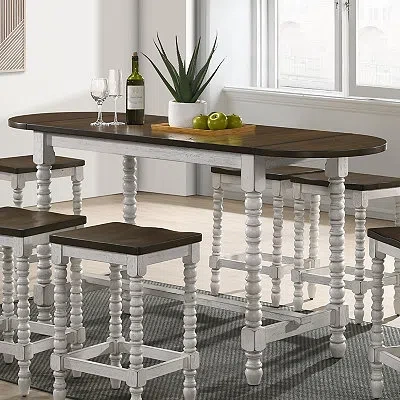 Kirkland's Dark Walnut & White Wood Ema Counter Height Table In Brown