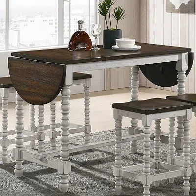 Kirkland's Dark Walnut & White Wood Ema Counter Height Table In Brown