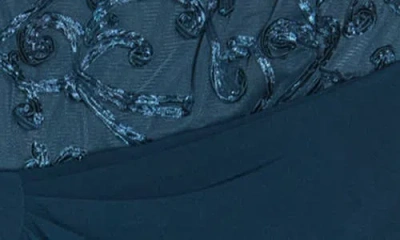 Connected Apparel Trf42848m1 Long Formal Wrap Bodycon Evening Dress In Blue