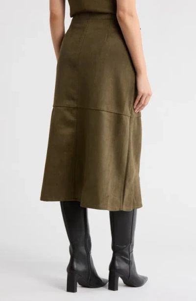 Max Studio Faux Suede A-line Midi Skirt In Green