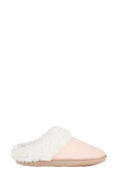 Isotoner Louise Chevron Quilted Faux Shearling Lined Slipper In Sand