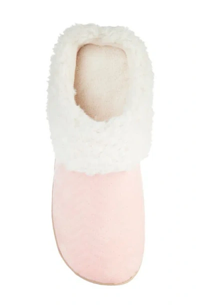 Isotoner Louise Chevron Quilted Faux Shearling Lined Slipper In Sand