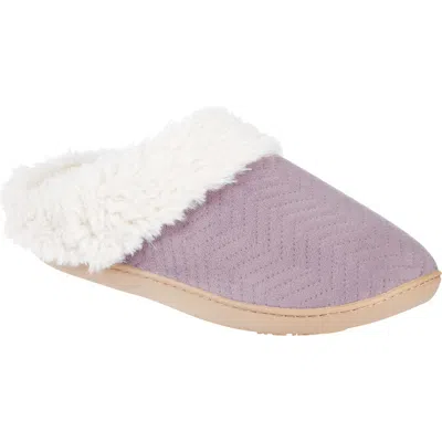 Isotoner Louise Chevron Quilted Faux Shearling Lined Slipper In Purple