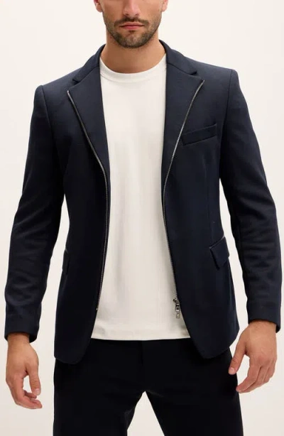 Ron Tomson Notch Lapel Zip Blazer In Multi