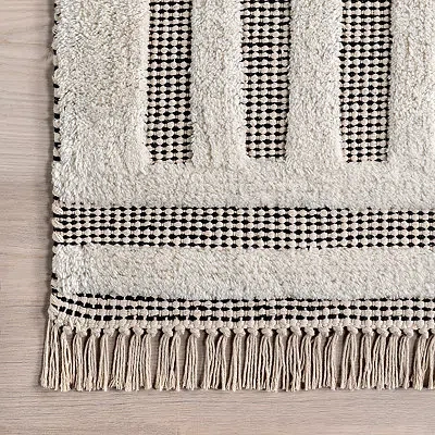 Kirkland's Merrick Tasseled Cotton And Wool Area Rug In Multi