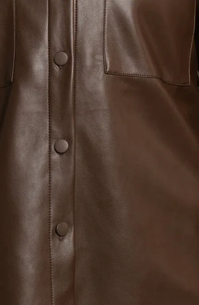 Petal And Pup Petal & Pup Trevira Oversize Faux Leather Button-up Shirt In Brown