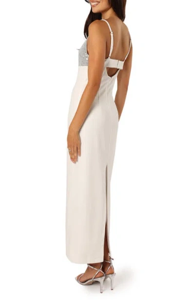 Petal And Pup Petal & Pup Kylie Sequin Embellished Empire Waist Column Dress In White