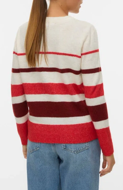 Vero Moda Plaza Colorblock Crewneck Sweater In White