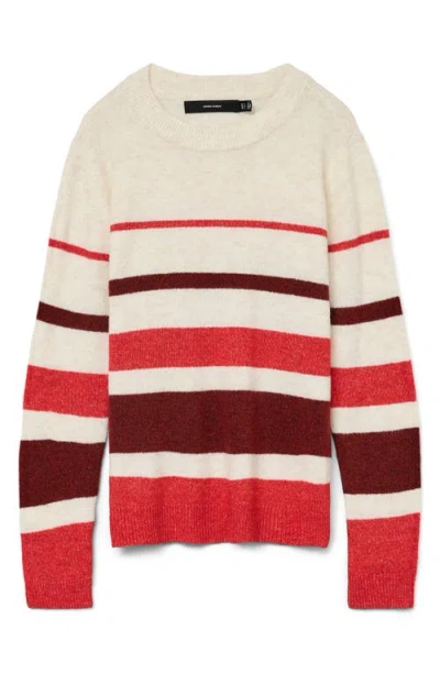 Vero Moda Plaza Colorblock Crewneck Sweater In White
