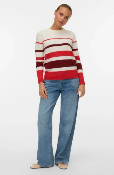 Vero Moda Plaza Colorblock Crewneck Sweater In White