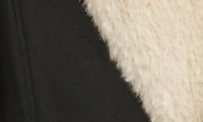 Matty M . Faux Fur Lined Faux Leather Moto Jacket In Black