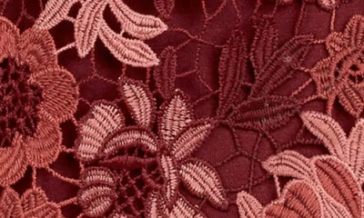 Matty M . Floral Lace Ruffle Cap Sleeve Top In Brown