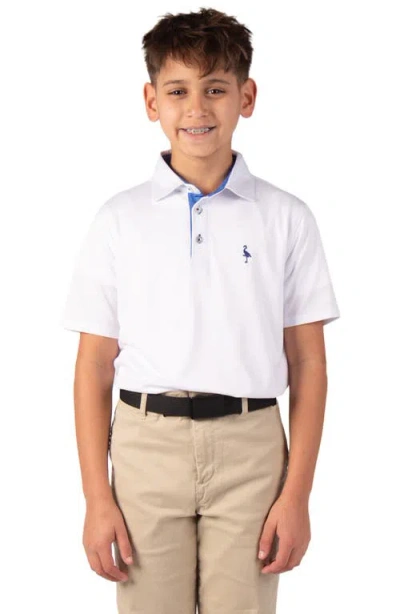 Tailorbyrd Kids' Mélange Mesh Performance Polo In White