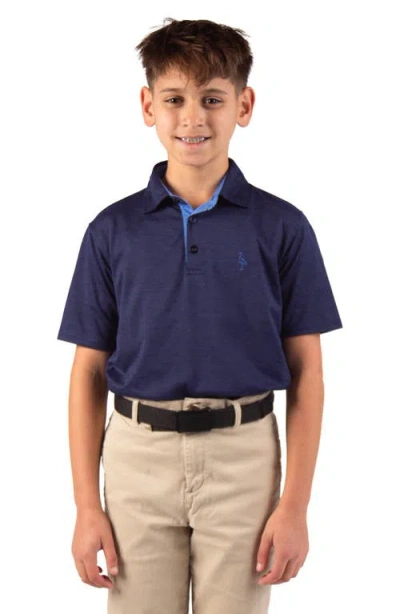 Tailorbyrd Kids' Mélange Mesh Performance Polo In Blue